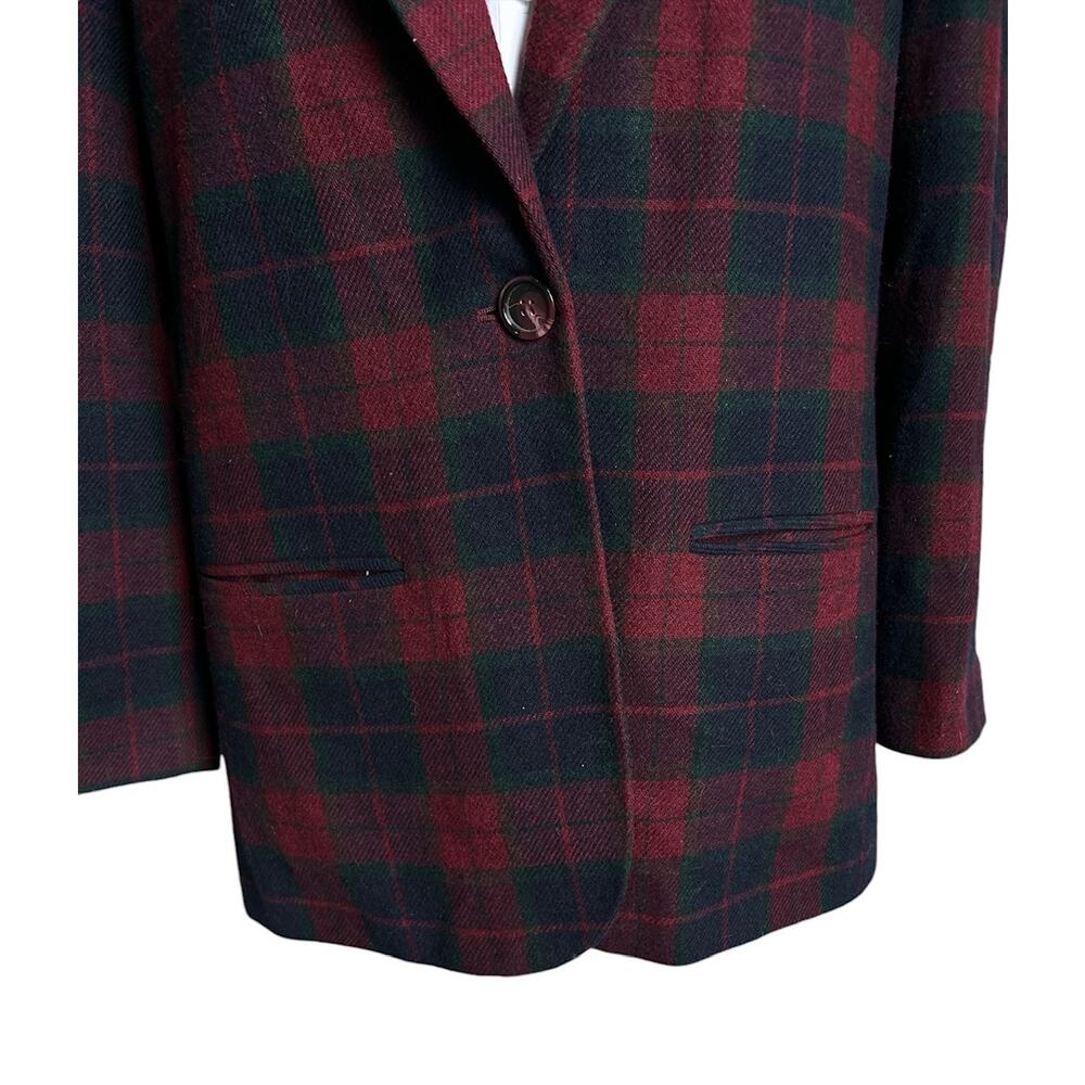 Vintage‎ Sag Harbor Women’s Size 12 Wool Blend Plaid Academia Blazer - Picture 4 of 7